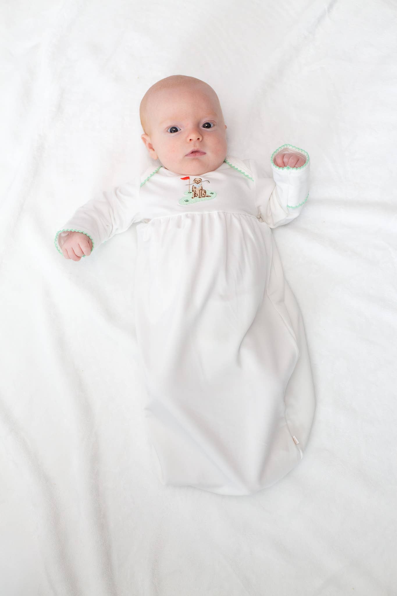 Pip Embroidered Gown - Golf Dog: 0-3 mo