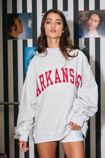 ARKANSAS & AR Reverse Sweatshirt Gray