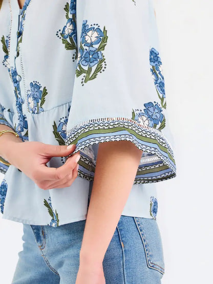 Mary Square Monroe Fable Floral Blue