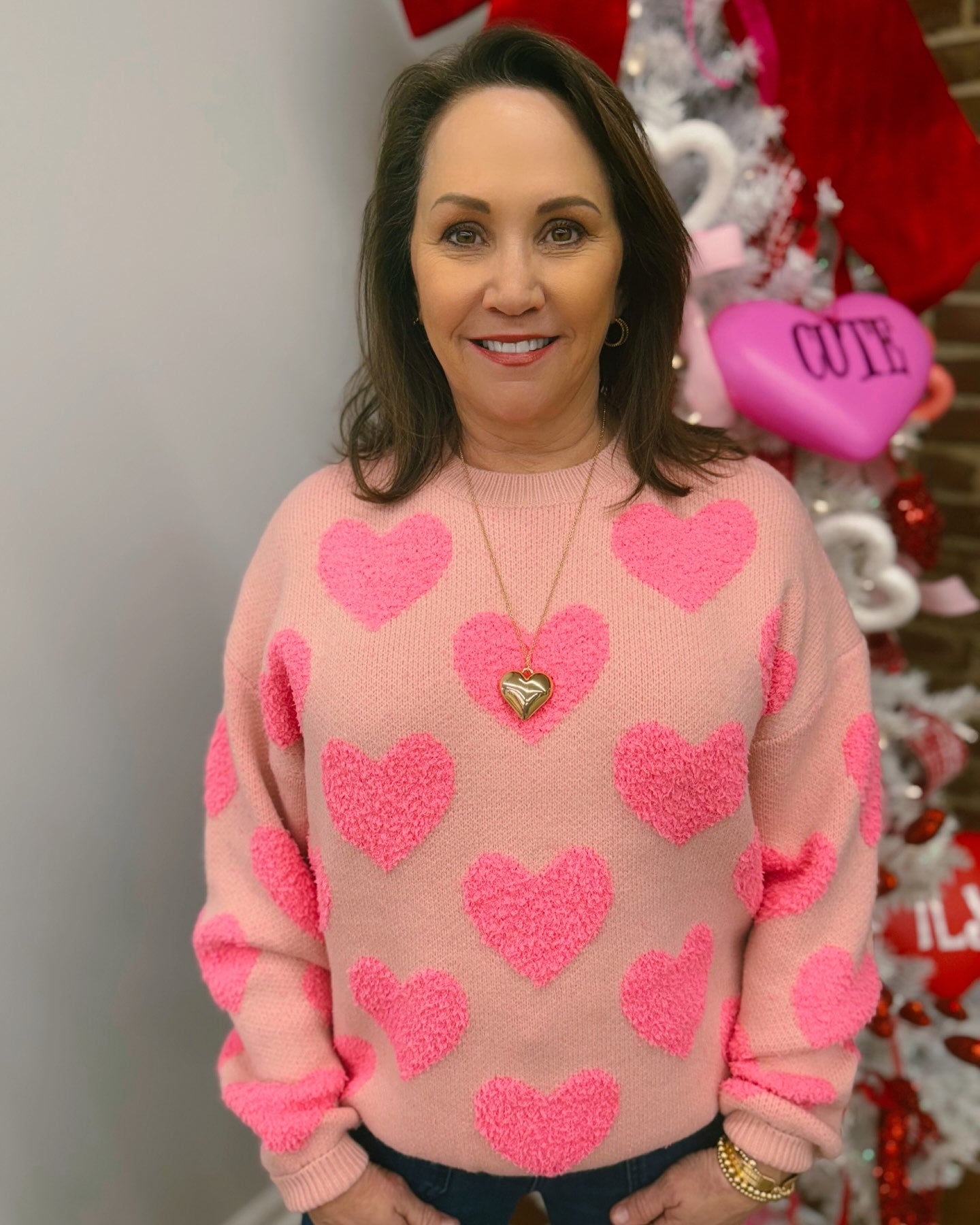 Valentine's Day Pink Heart Sweater