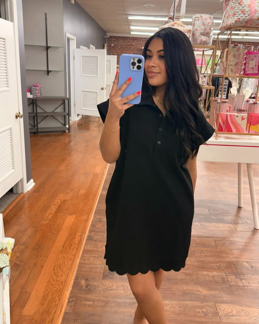 Onyx Scalloped Dress