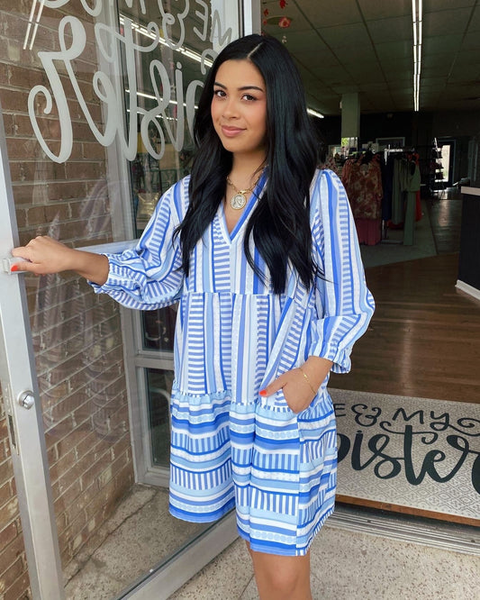 Cooper Blue Simply Striped Dress