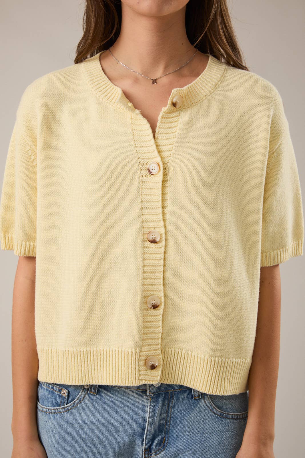 Le-Lis SHORT SLEEVE CARDIGAN: LT BLUE