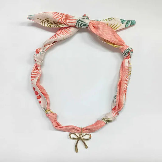 Scarf Necklace with Gold Bow
