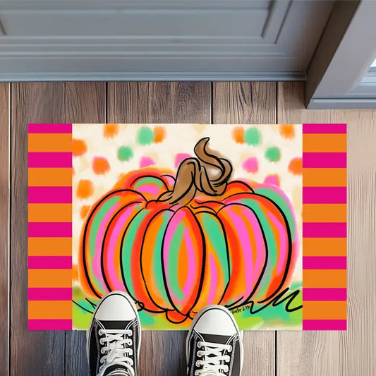 Baxter & Me Rainbow Patch Pumpkin Door Mat
