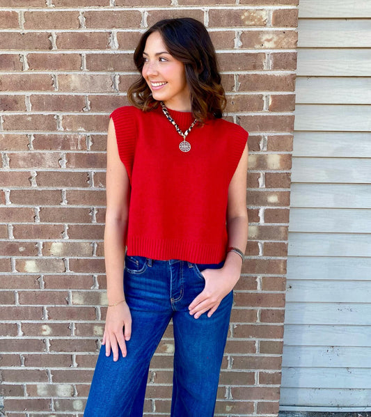 Red Open Back Top