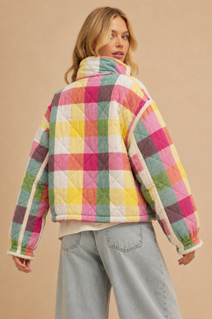 Multi-color Plaid Padded Rainbow Jacket