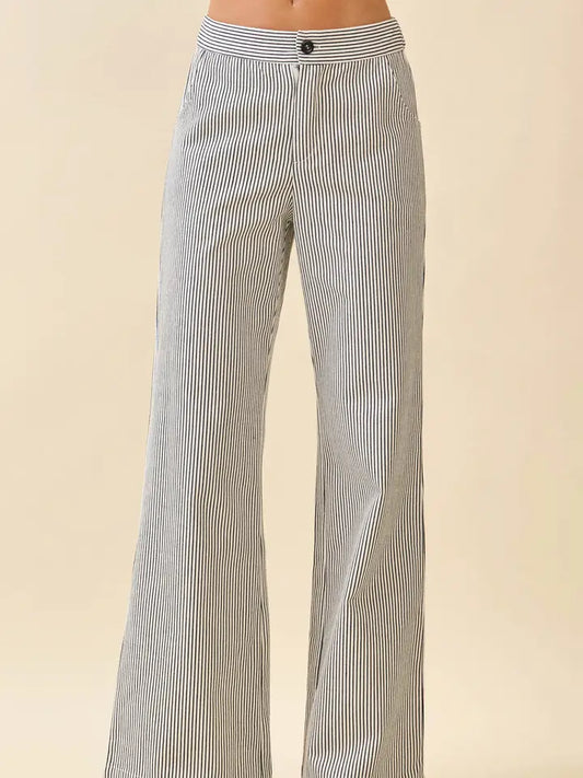 Pinstripe Wide Leg Pant