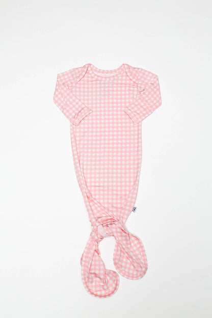 Pink Gingham (Spring/Easter) Knotted Infant Gown: 0-3 mo