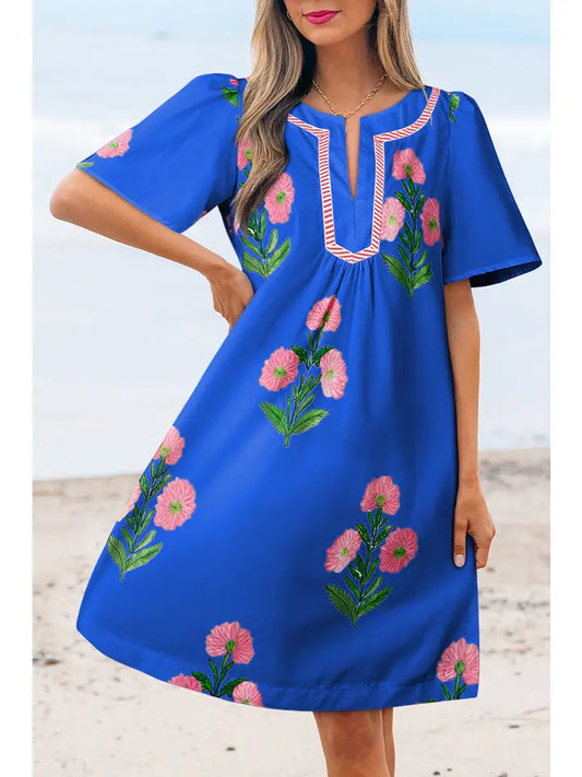 Carribean Blue Flower Dress