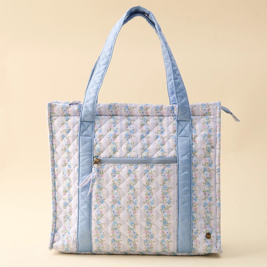 The Everyday Quilted Tote Bag-Petal Parade Blue