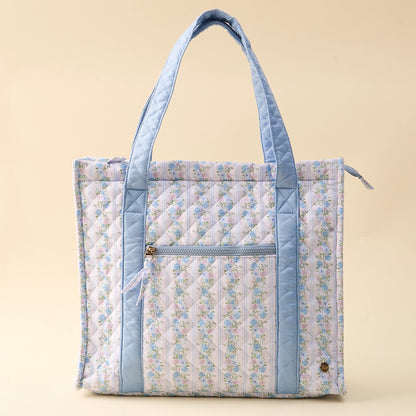 The Everyday Quilted Tote Bag-Petal Parade Blue