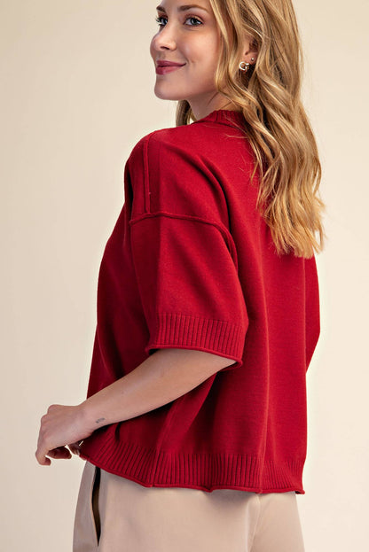 Glam Relaxed Sweater Crew-Neck Burgundy