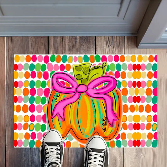 Baxter & Me Happy Dot Pink Ribbon Doormat