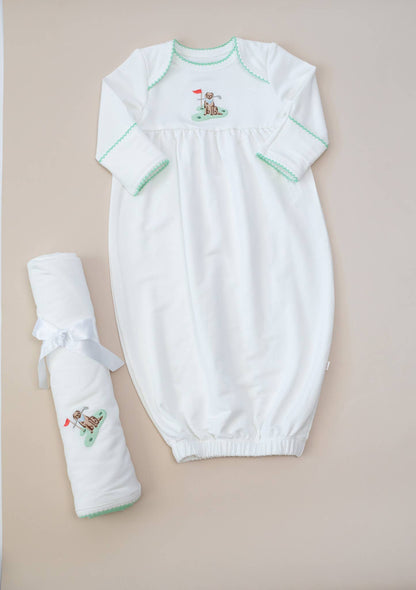 Pip Embroidered Gown - Golf Dog: 0-3 mo