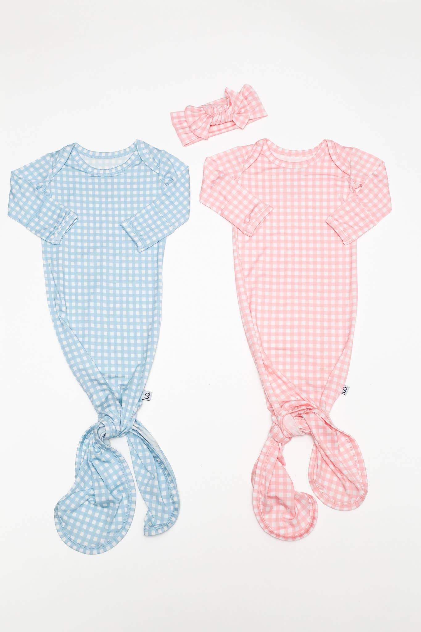 Pink Gingham (Spring/Easter) Knotted Infant Gown: 0-3 mo