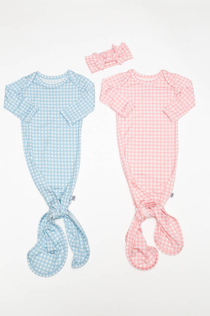 Pink Gingham (Spring/Easter) Knotted Infant Gown: 0-3 mo
