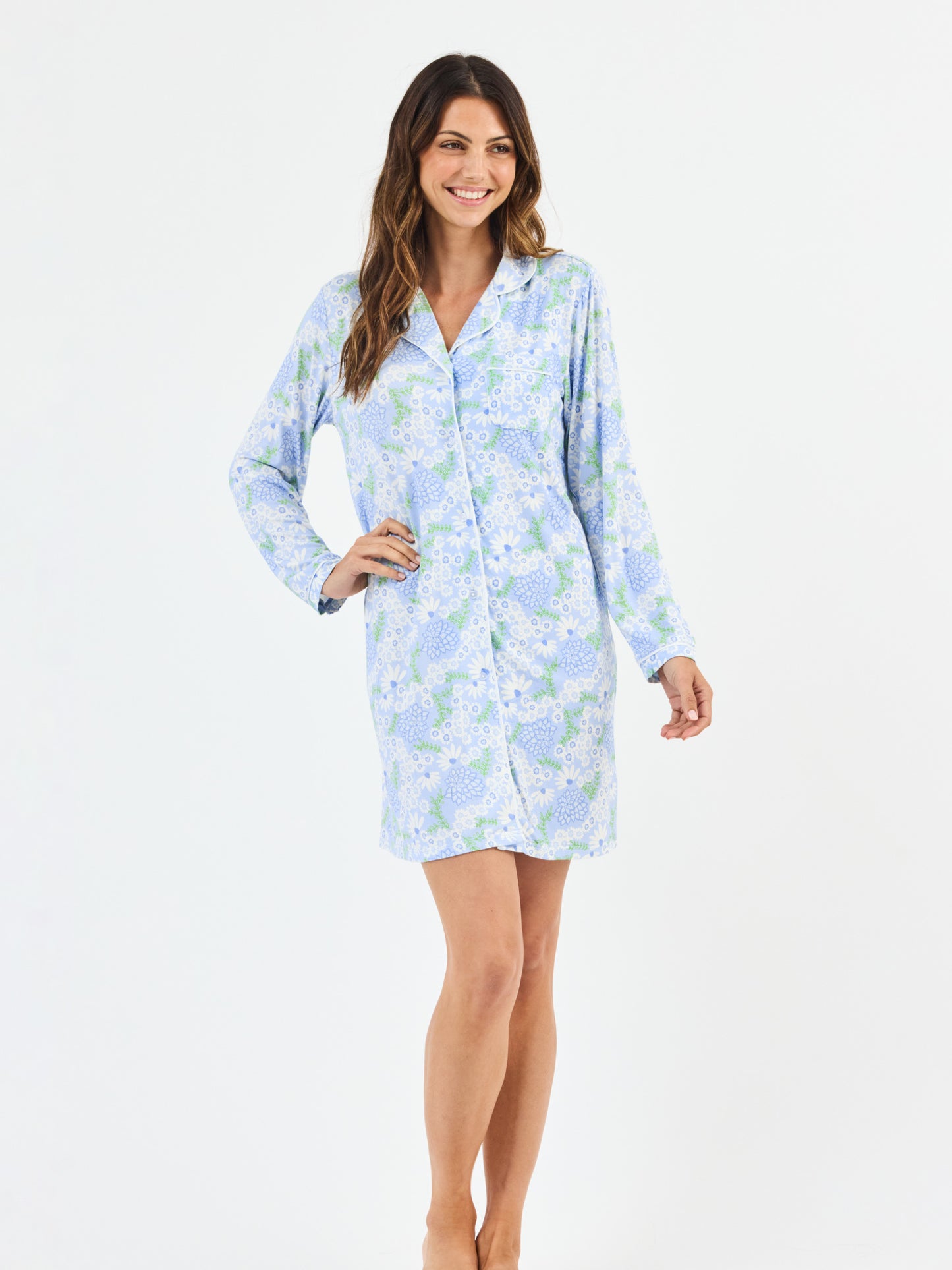 Mary Square Daisy Chain Blue Nightshirt