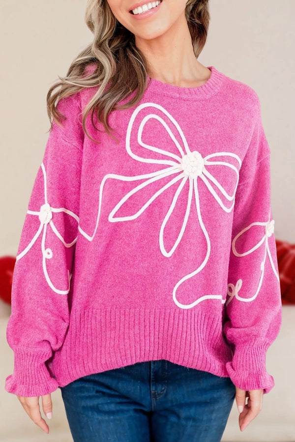 Pink Bowknot Knit Sweater