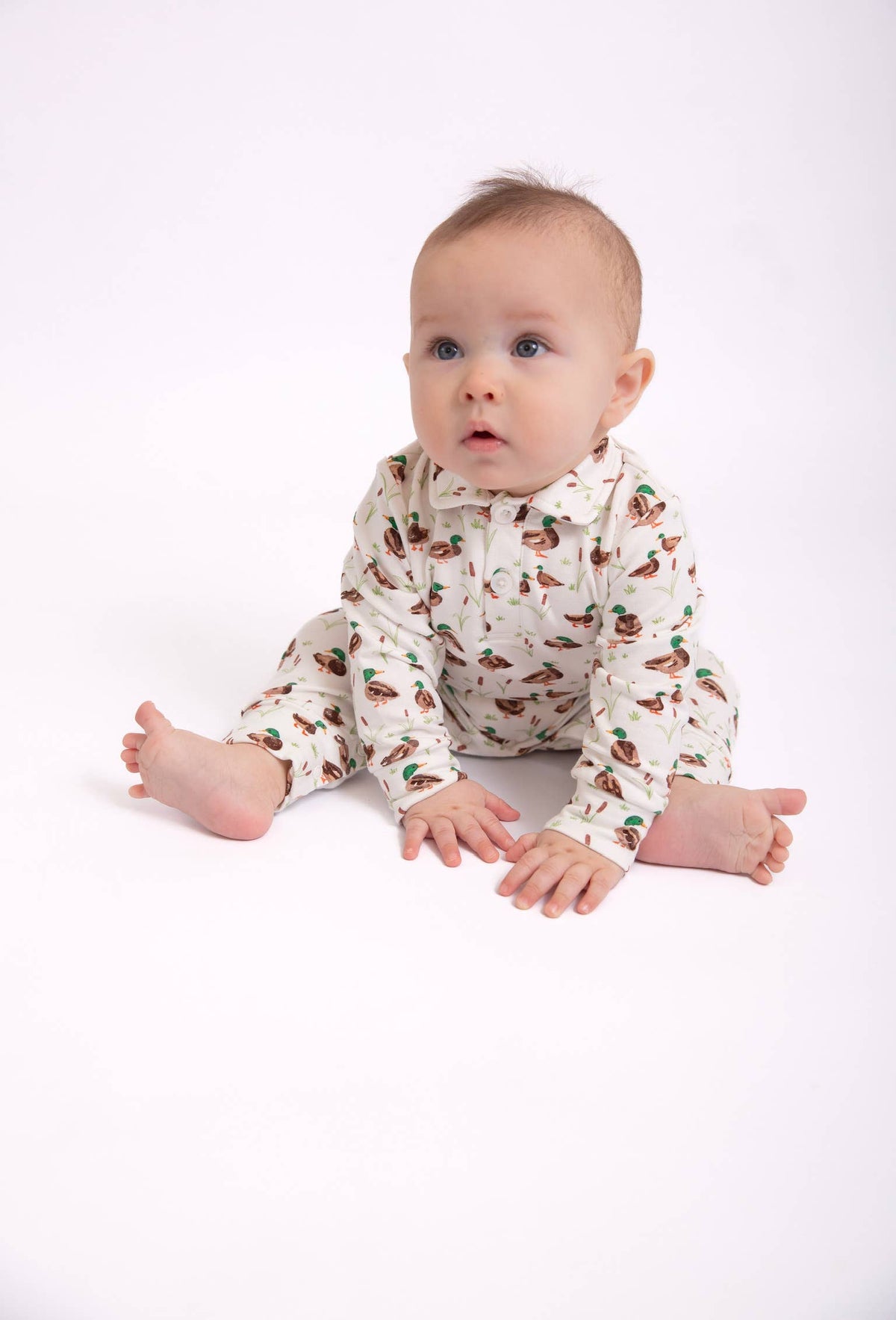 Mallard Ducks Polo Romper: 3-6mo