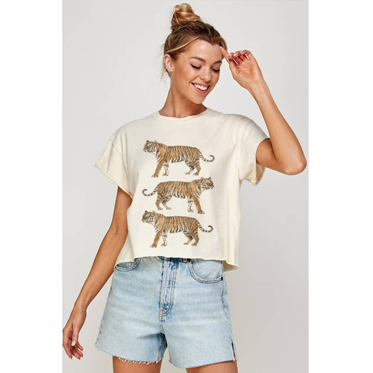 TIGERS  VINTAGE GRAPHIC CROP TOP