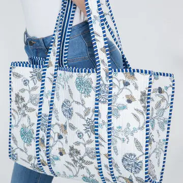 LA Quilted Tote Blue Floral