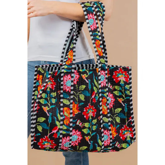 LA Quilted Tote Floral