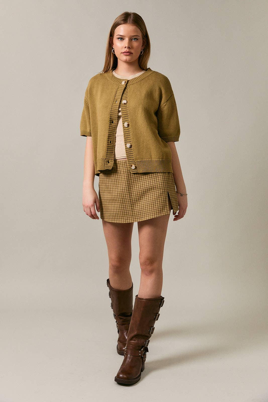 Le-Lis SHORT SLEEVE CARDIGAN: LT BLUE