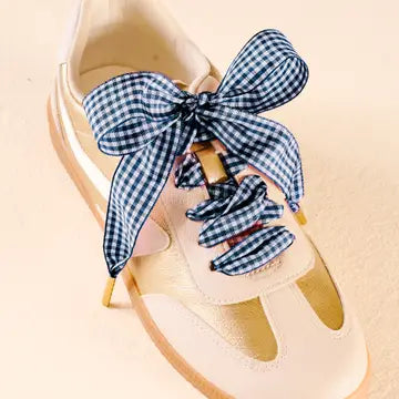 Darling Effect Step It Up Navy Gingham Shoe Laces