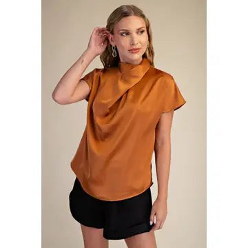 Glam Cross Mock Neck Top
