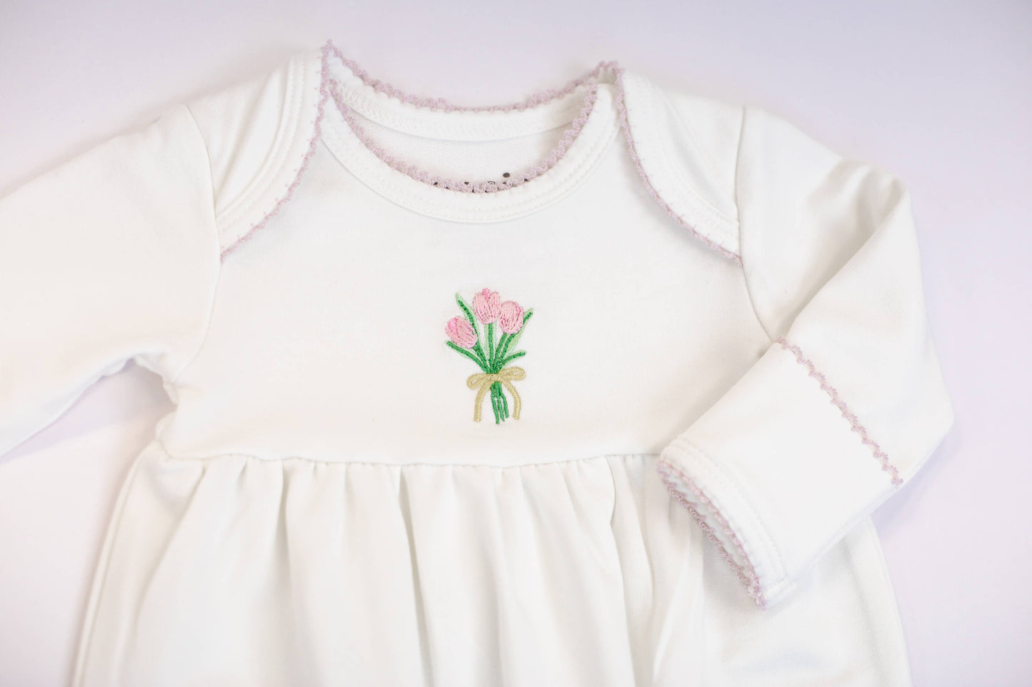 Fancy Tulips - Pip Embroidered Gown: NB
