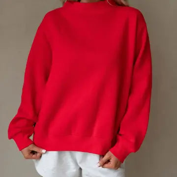 Red Fleece Mock Neck Sweatshirt