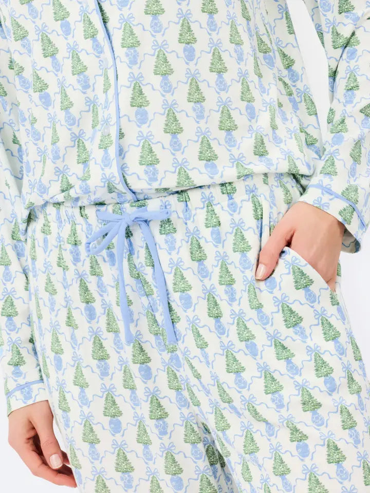 Mary Square PJ's Winter Pines Blue