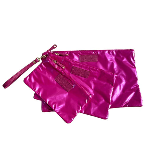 Fuschia Pink Carly Trio Wristlet