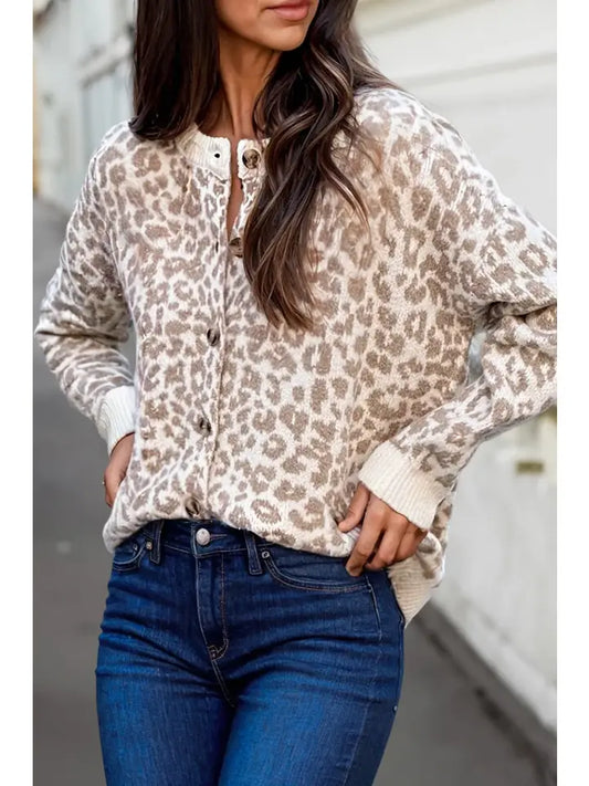 Cream Leopard Cardigan