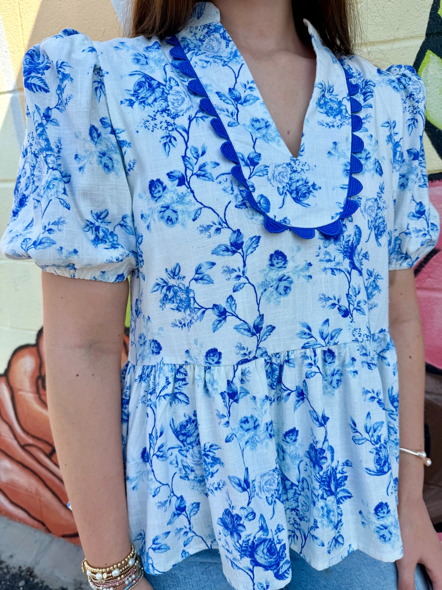 Blue Floral Blouse
