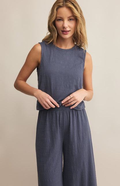 Sloane Textured Top Worn Blue