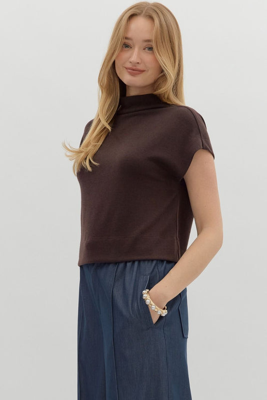 Entro Brown Short Sleeve Sweater