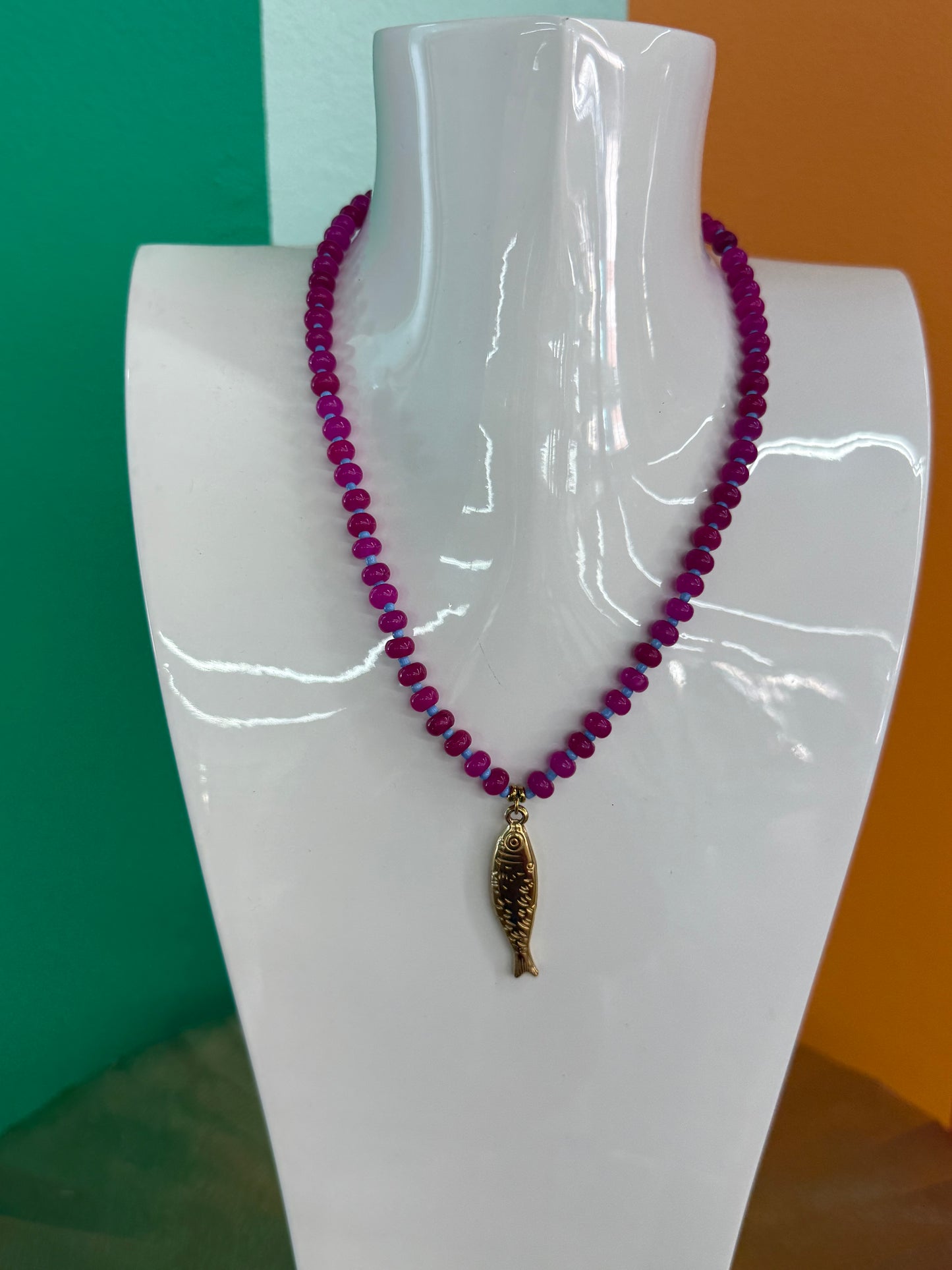 HD Purple Necklace with Fish Charm