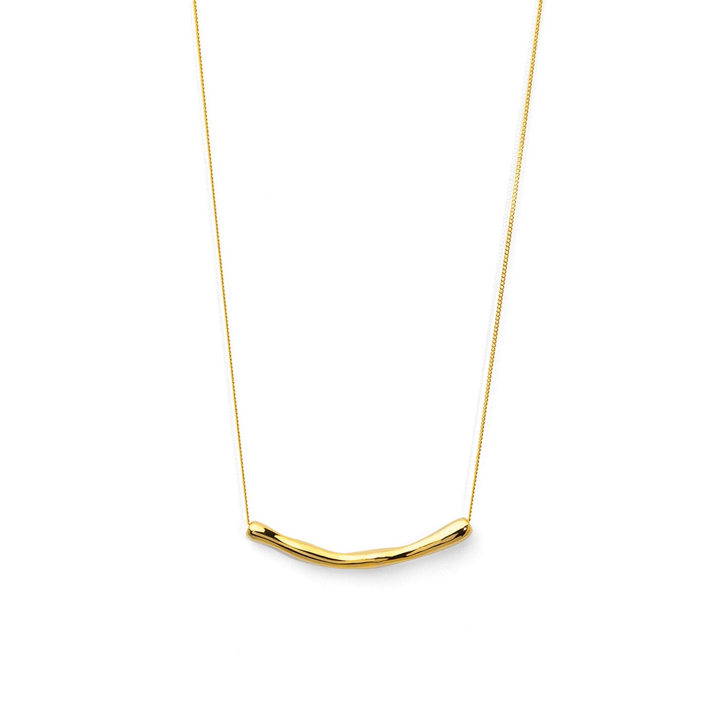 rho Curved Gold Bar Necklace