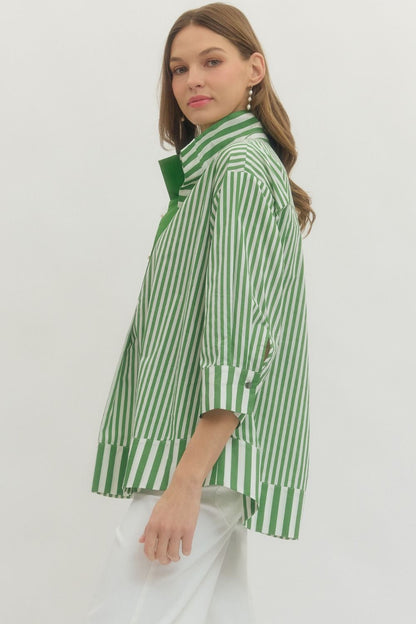 Entro Green Stripe Blouse