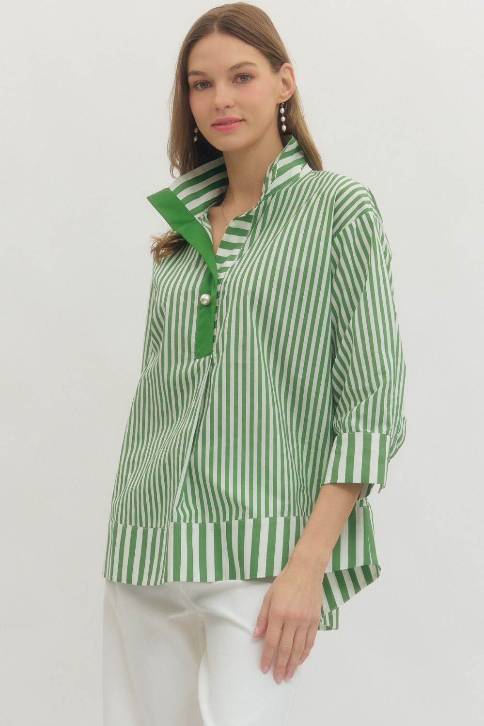 Entro Green Stripe Blouse