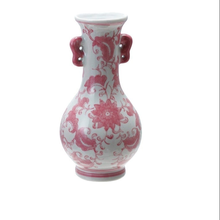 Pink and White Stoneware Vase