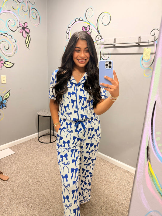 Charlotte Blue Bows Pant Set