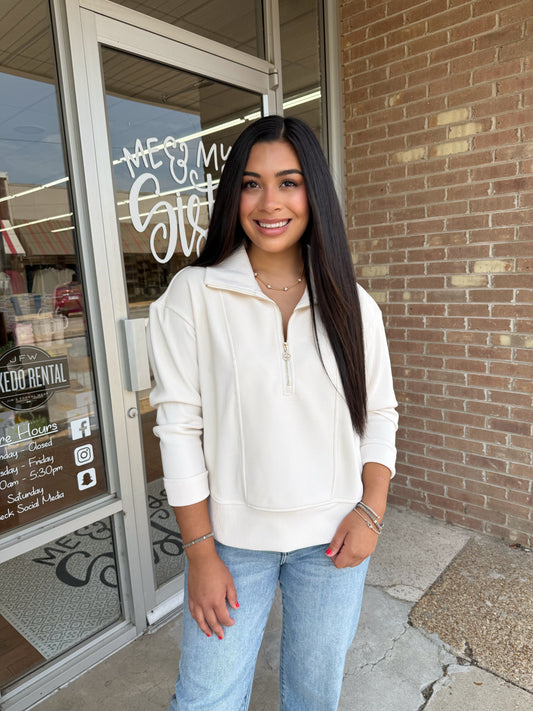 Mary Square Ophelia Quarter Zip Cream