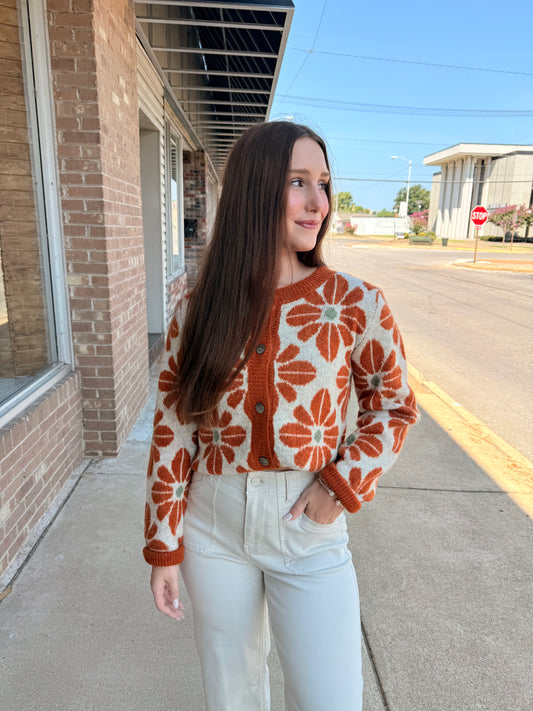 Raleigh Rust Floral Cardigan