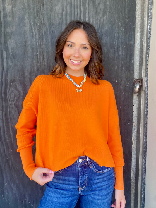 Orange Mock Neck Top