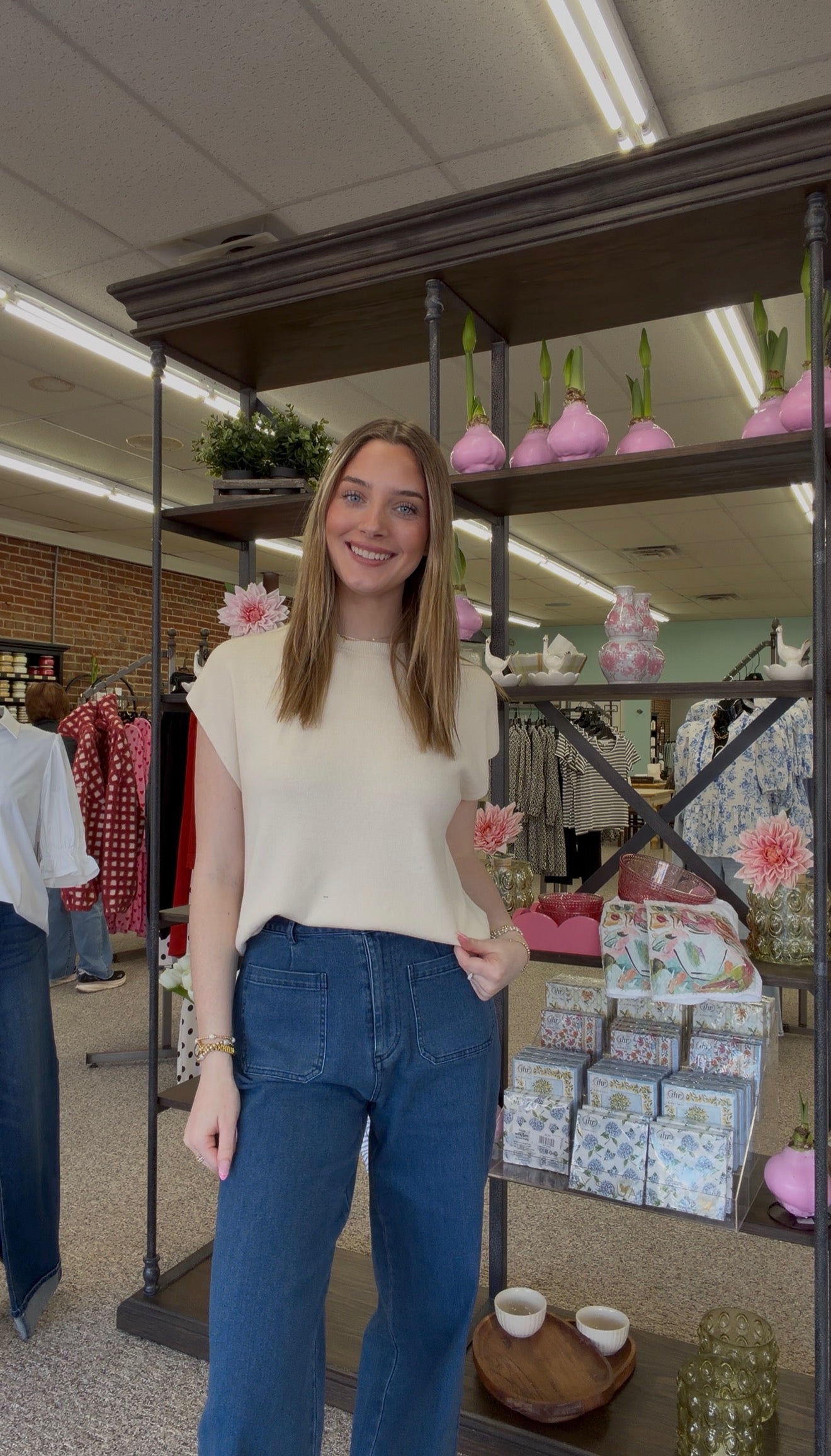 Entro Cream Cap Sleeve Top