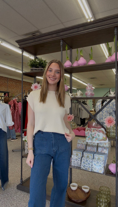 Entro Cream Cap Sleeve Top