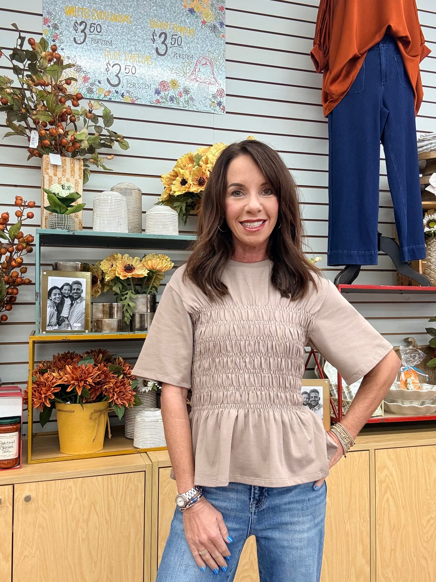 Entro Pleated Peplum Mocha